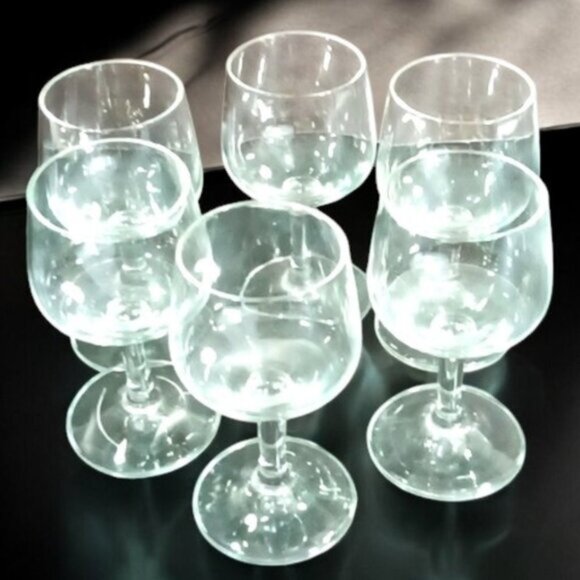 Vintage Set of 6 Clear Glass Cordial / Demitasse Stemmed Glasses 4" Tall - Picture 1 of 7
